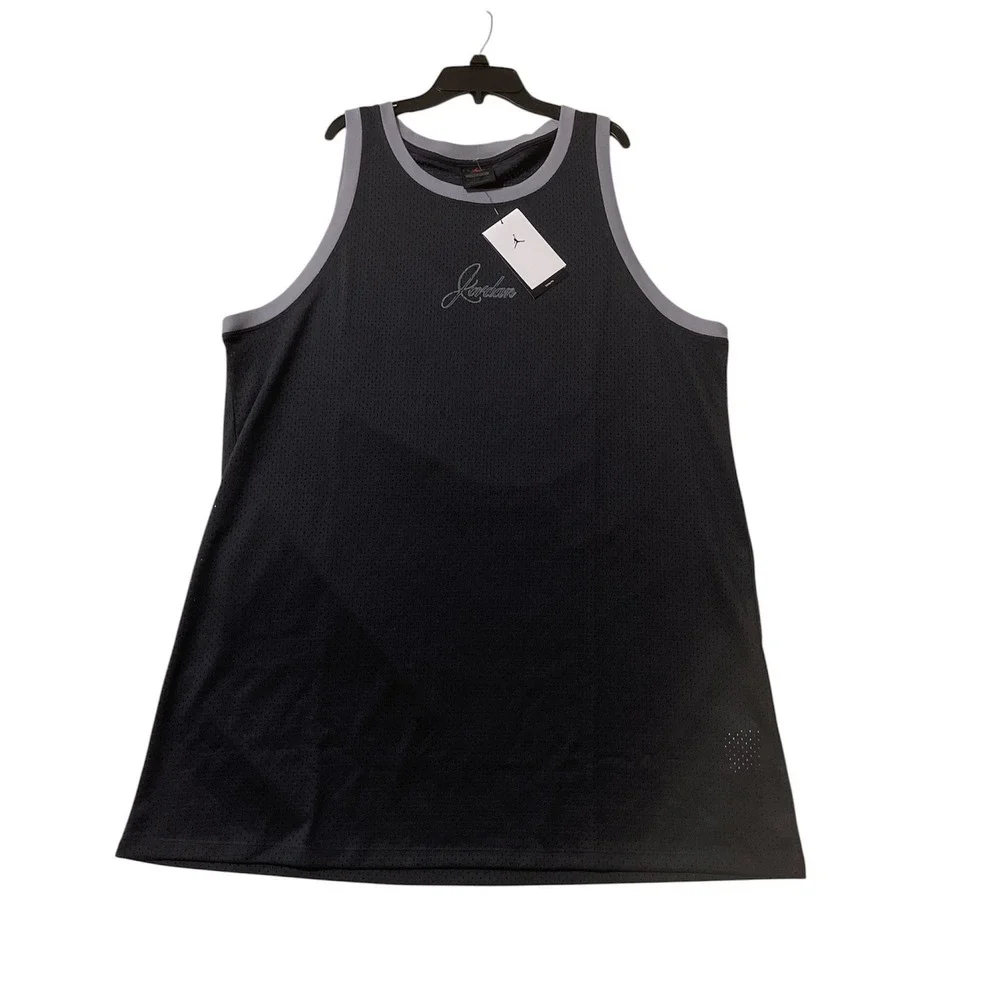 Jordan Womens Mesh Jersey Dress XL Black Grey Red 23 Graphic Sleeveless New - Picture 2 of 12